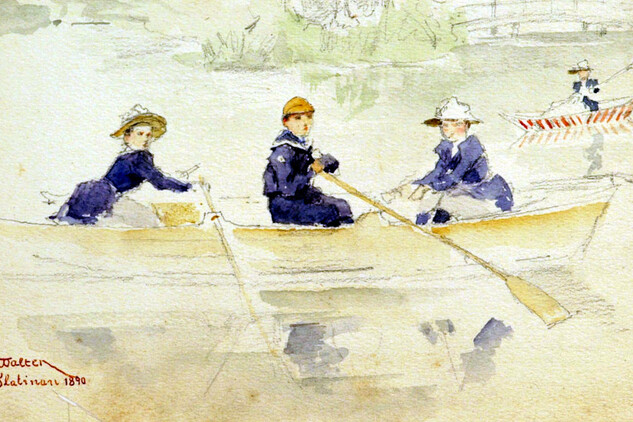 Children in a boat, 1890